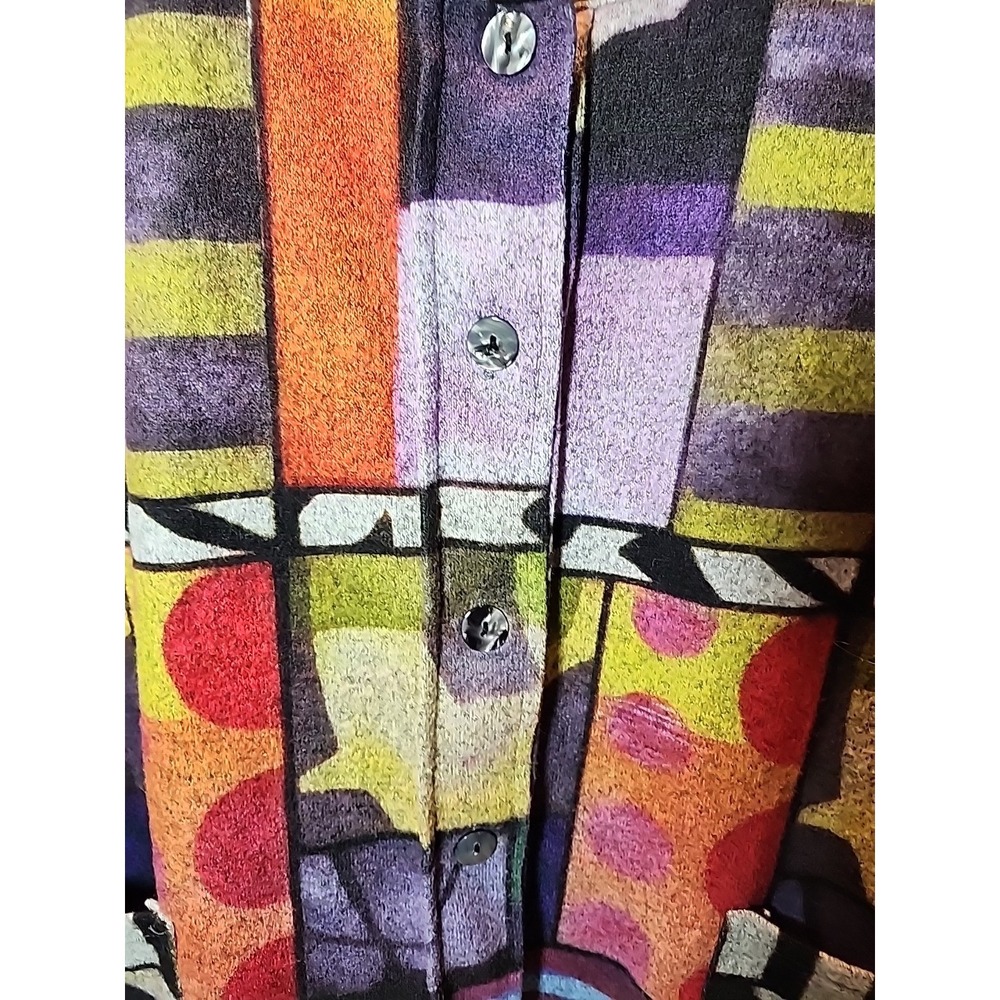 Trisha Tyler Colorful Abstract Button-Down Shirt/ Cardigan Size Large - Picture 2 of 8